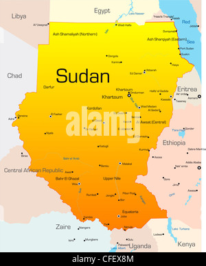Abstract vector color map of Sudan country Stock Photo