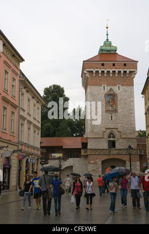 Florianska and St Florian's Gate, Old Town, Krakow, Cracow, Malopolska Province, Lesser Poland Voivodeship, Poland Stock Photo