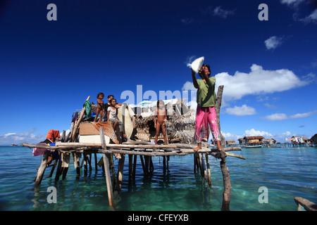 Human interest of the Sea Bajau tribes of Semporna, Sabah Stock Photo