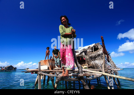 Human interest of the Sea Bajau tribes of Semporna, Sabah Stock Photo