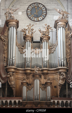 Notre-Dame de Dole collegiate church organ, Dole, Jura, Franche-Comte, France, Europe Stock Photo