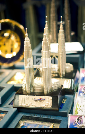 close up shot of malaysia twin towers souvenirs, icon of Malaysia. Stock Photo