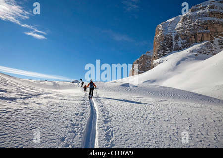 Ski touring, ski mountaineering in the Dolomites, Piz Boe, eastern Alps, Bolzano, South Tyrol, Italy, Europe Stock Photo