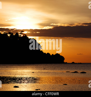 sunset over Andaman Sea, Koh Libong, Thailand Stock Photo