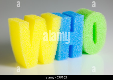 Who spelled out in coloured sponge letters Stock Photo