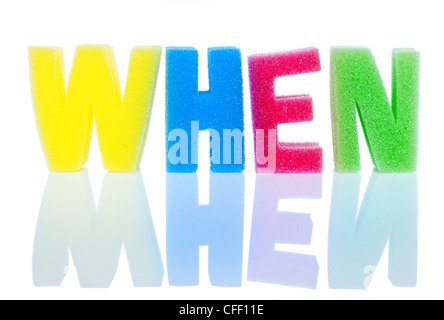 When spelled out in coloured sponge letters Stock Photo