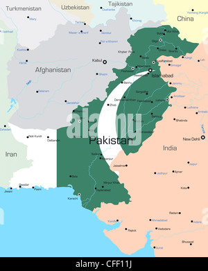 Vector map of India country colored by national flag Stock Photo - Alamy