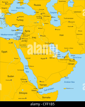 Abstract vector color map of Middle East country  Stock Photo