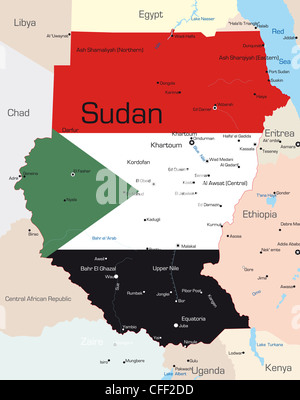 Abstract vector color map of Sudan country Stock Photo