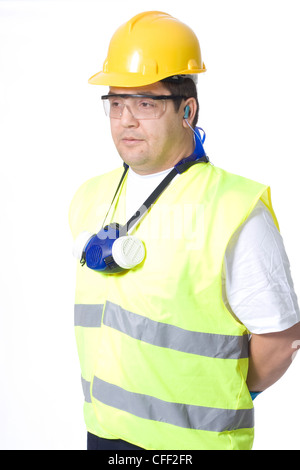 technician wearing safety uniform on white background Stock Photo