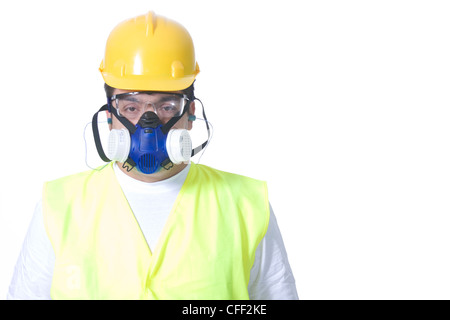 technician wearing safety uniform on white background Stock Photo