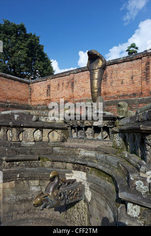 Naga Pokhari, serpent water tank, courtyard of Royal Palace, Lu Dhawka, Durbar Square, Bhaktapur, Kathmandu Valley, Nepal Stock Photo