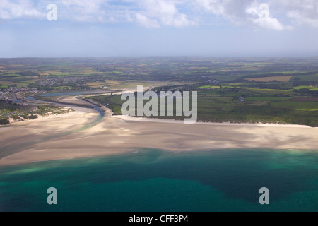 Aerial view of Hayle estuary,  St. Ives Bay, Cornwall, England, United Kingdom, Europe Stock Photo