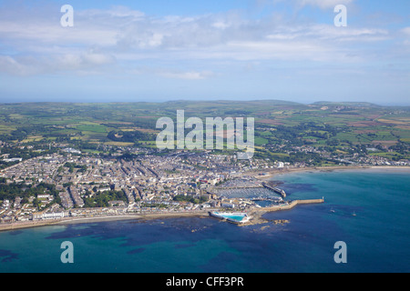 Aerial photo of Penzance harbour, West Penwith, Cornwall, England, United Kingdom, Europe Stock Photo