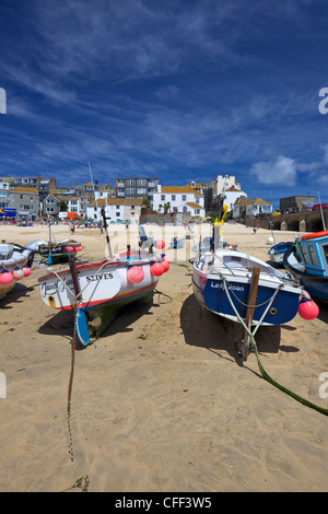 Fishing boats in the old harbour, St. Ives, Cornwall, England, United Kingdom, Europe Stock Photo