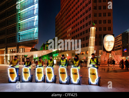 Group of Segway Drivers, Piano House, Old Potsdam Street, Kollhoff Tower, Potsdam Place, Festival of Lights, Berlin, Germany Stock Photo