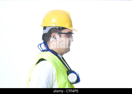 technician wearing safety uniform on white background Stock Photo