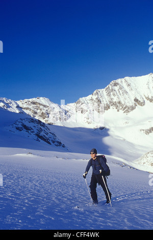 Man on the Eagle Glacier, Cariboos, British Columbia, Canada. Stock Photo