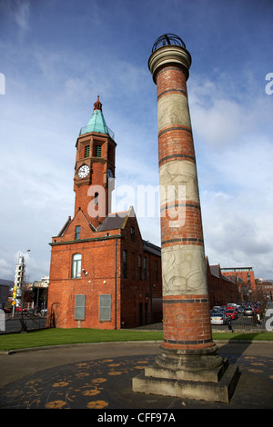 restored clock tower and funnel at the gasworks site Belfast Northern Ireland UK Stock Photo