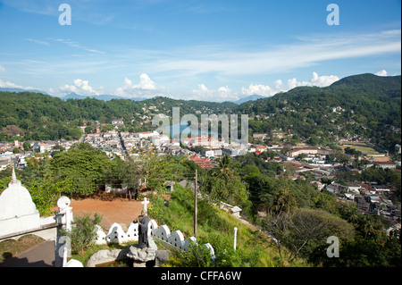 The city of Kandy from the surrounding hill Sri Lanka Stock Photo