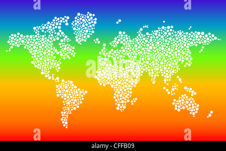 Stylized dotted world map in vector format on gradient background Stock Photo