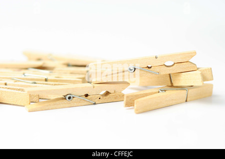 wood Paperclip on white background Stock Photo