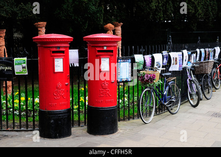 Post Boxes and Bicycles, Market Square, Cambridge, England, UK Stock Photo