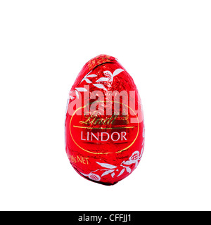 A Lindt Lindor chocolate Easter egg on a white background Stock Photo