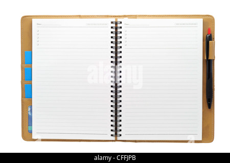 Open blank note book, isolate, on white background Stock Photo