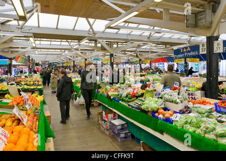 Covered market in the city centre, Leicester, Leicestershire, England, UK Stock Photo