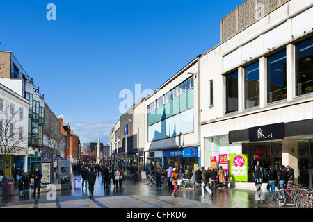 Shops on Gallowtree Gate in the city centre, Leicester, Leicestershire, England, UK Stock Photo