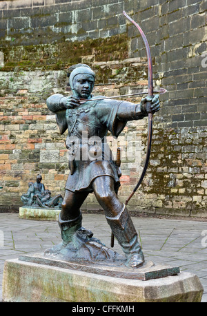 Statue of Robin Hood on Castle Road outside Nottingham Castle, Nottingham, Nottinghamshire, England, UK