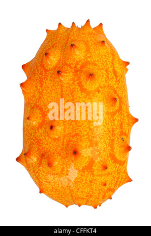 Kiwano fruit cut out on white background Stock Photo