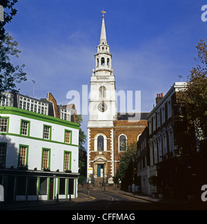 A view of St. James's Church with blue sky in Clerkenwell Green, Clerkenwell London EC1 England Great Britain  KATHY DEWITT Stock Photo