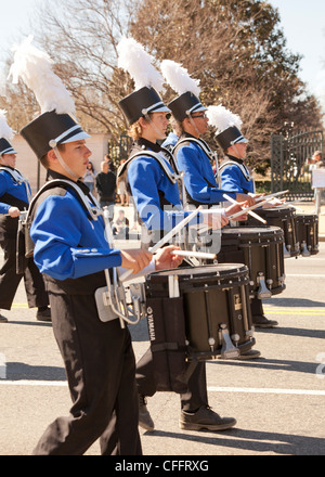 High school marching band snare drums section Stock Photo