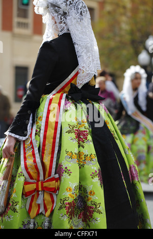 Spanish women wearing traditional clothes during the street Stock Photo ...