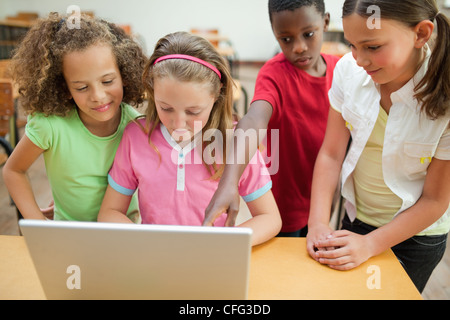 Students working on laptop Stock Photo