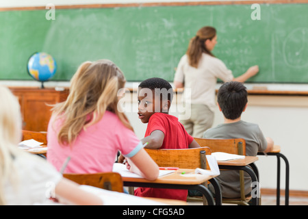 Students talking during class Stock Photo