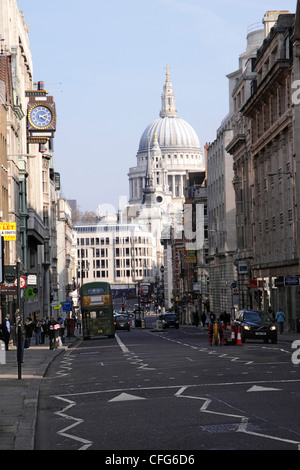 Fleet Street London towards St Pauls Cathedral Stock Photo