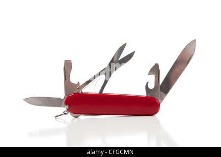 A red utility knife on a white background Stock Photo