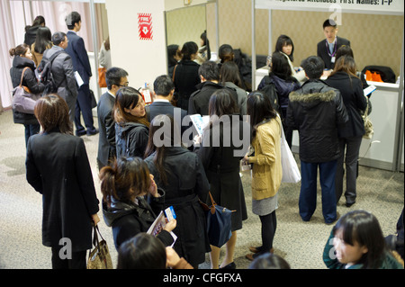 Job seekers attend a job fair in midtown in New York Stock Photo
