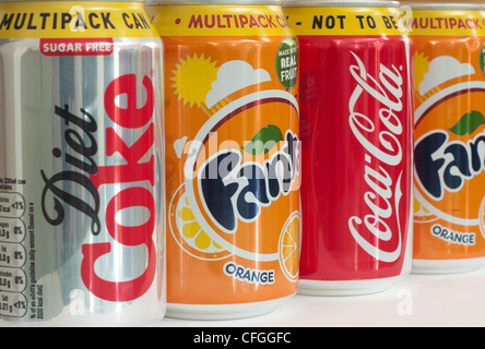 Cans Of Carbonated Fizzy Soft Drinks Stock Photo, Royalty Free Image ...