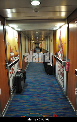 Cruise ship luggage at cabin doors Stock Photo