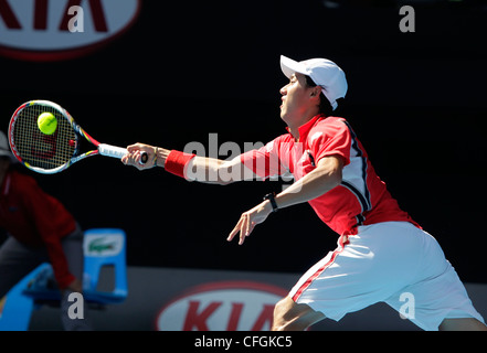 Kei Nishikori (JPN) at the Australian Open 2012, ITF Grand Slam Tennis Tournament, Melbourne Park,Australia. Stock Photo