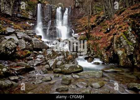 A waterfall in Madonna dell'Acero in Italy's Northern Apennines. Stock Photo