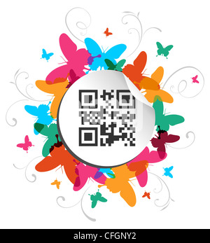 Spring time concept background with qr code label. Vector file available. Stock Photo