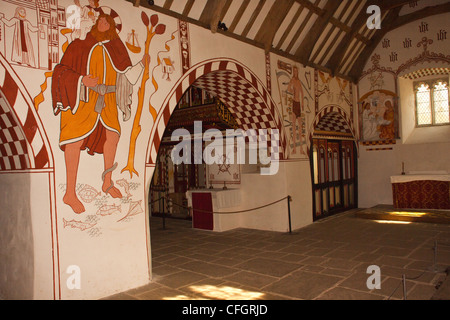 St Teilo's church built around 1100ad  with 500yr old wall paintings, celtic roman catholic church. Stock Photo