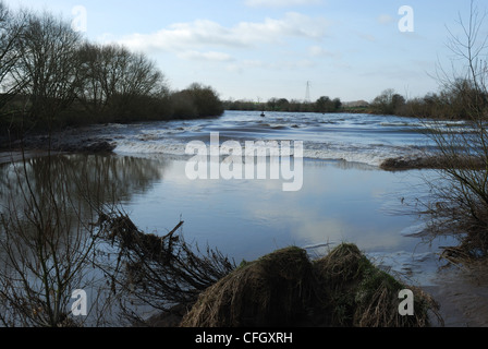 Severn Bore, a tidal bore on the River Severn, at Lower Parting, Gloucester, UK Stock Photo