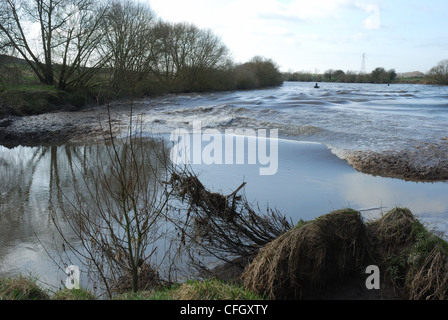 Severn Bore, a tidal bore on the River Severn, at Lower Parting, Gloucester, UK Stock Photo