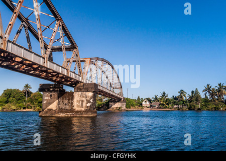 Bridge over the Pangalanes channel, eastern Madagascar Stock Photo